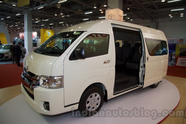Toyota Hiace front three quarters right at Bus and Special Vehicle Show 2015