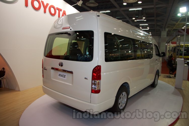 Toyota Hiace rear three quarters at Bus and Special Vehicle Show 2015