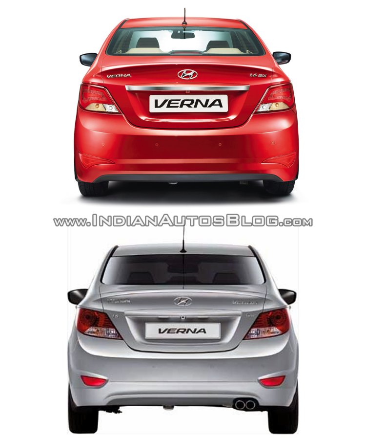 2015 Hyundai Verna vs 2014 Hyundai Verna rear - Old vs New