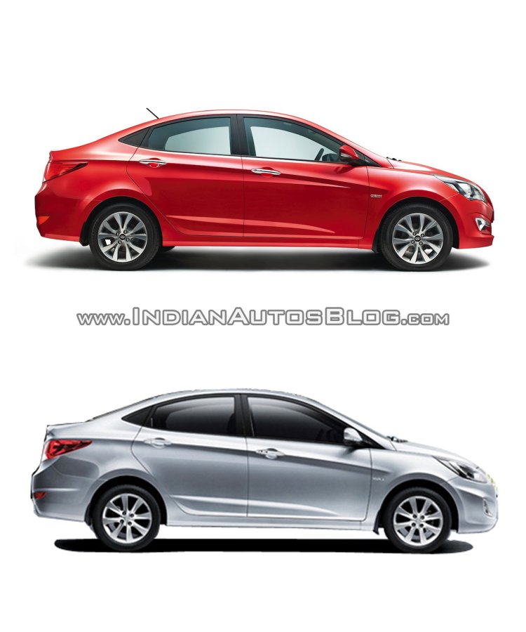 2015 Hyundai Verna vs 2014 Hyundai Verna side - Old vs New