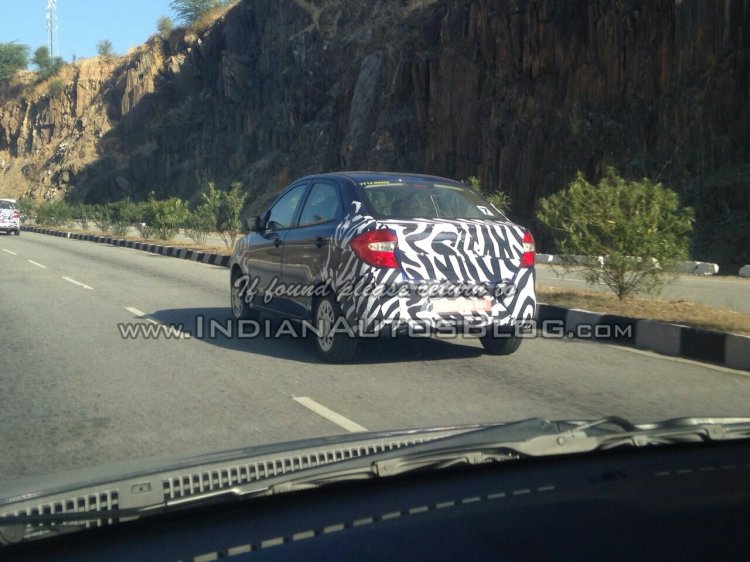 New Ford Figo compact sedan rear quarter spied India