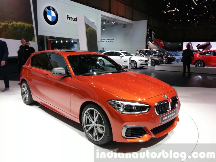 2015 BMW 1 series front three quarter view at 2015 Geneva Motow Show