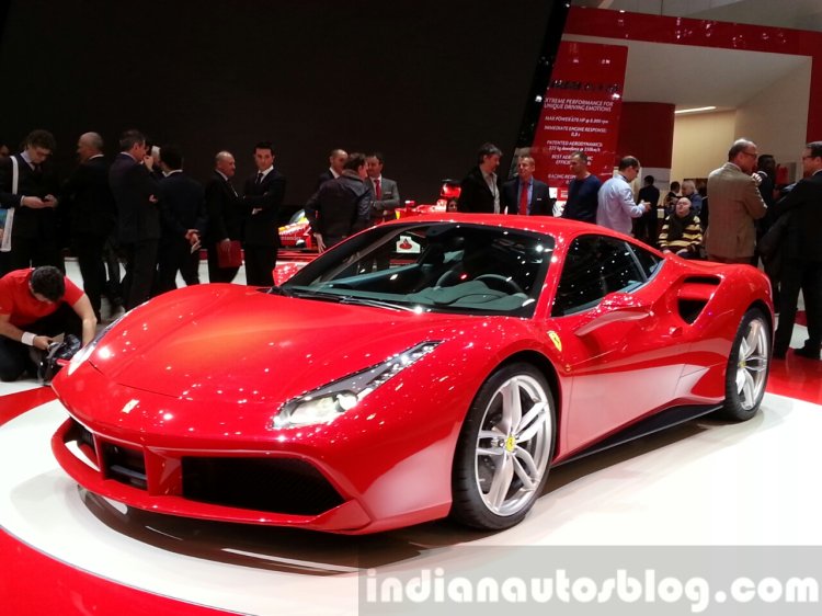 Ferrari 488 GTB at the 2015 Geneva Motor Show front three quarter