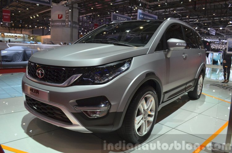 Tata Hexa front three quarters zoom at the 2015 Geneva Motor Show
