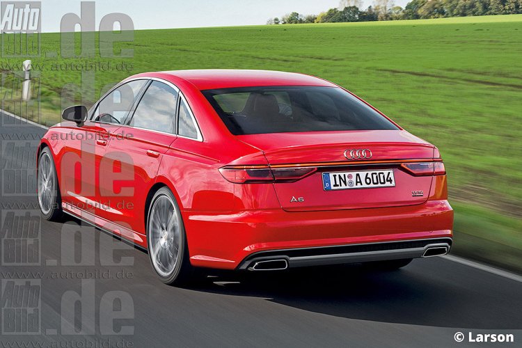 2017 Audi A6 rear three quarter rendering Auto Bild magazine