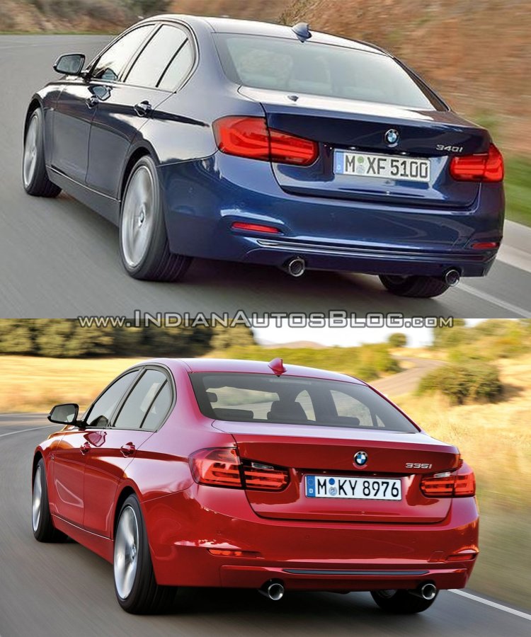 2015 BMW 3 Series facelift vs older model rear quarter