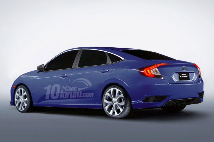 2016 Honda Civic sedan LX rear rendering