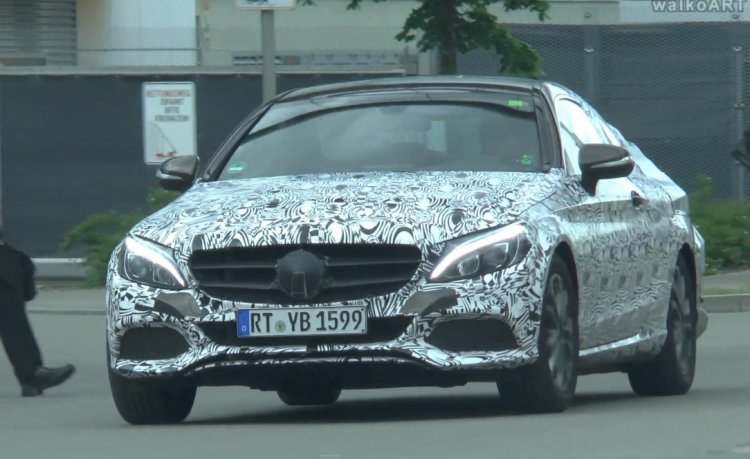 Mercedes C-Class Coupe front quarter with production-spec body spotted