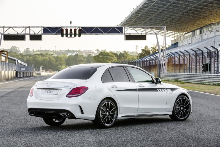 2015 Mercedes C Class rear three quarter get optional AMG accessories