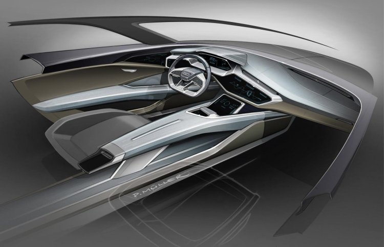 Audi e-tron Quattro concept dashboard sketch