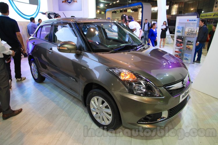 2015 Maruti Dzire at the front three quarter 2015 Nepal Auto Show