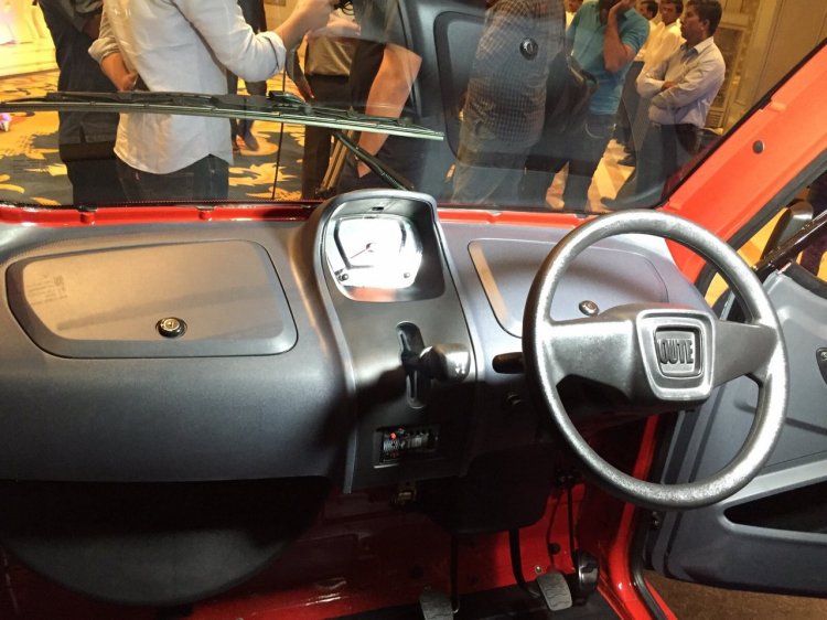 Bajaj Qute dashboard steering during unveil in India