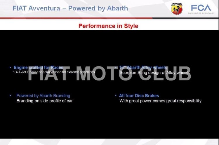 Fiat Avventura Powered by Abarth salient features India's first hot crossover