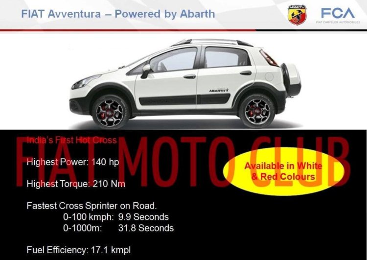 Fiat Avventura Powered by Abarth side India's first hot crossover