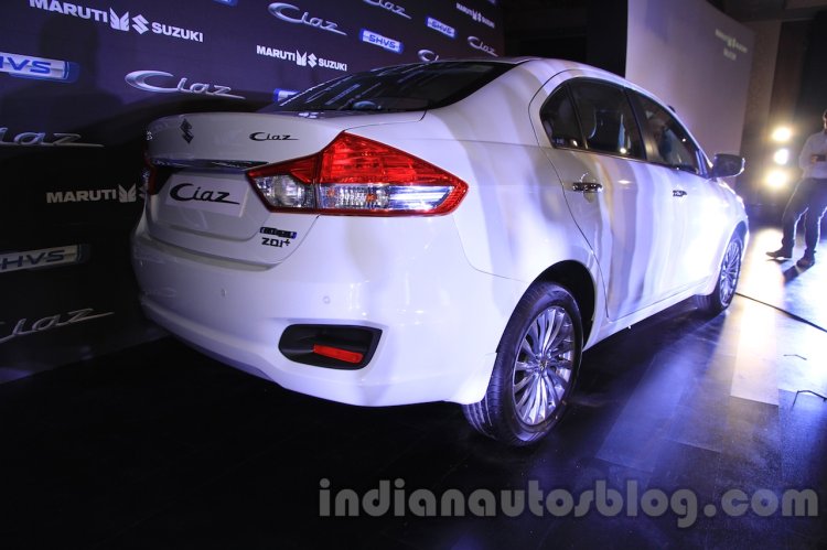 Maruti Ciaz SHVS rear three quarter launched in Delhi