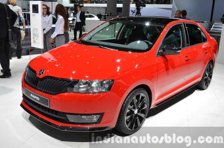 Skoda Rapid Monte Carlo front three quarter left at IAA 2015
