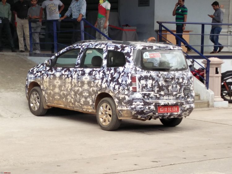 India-spec Chevrolet Spin rear three quarter testing in Bangalore