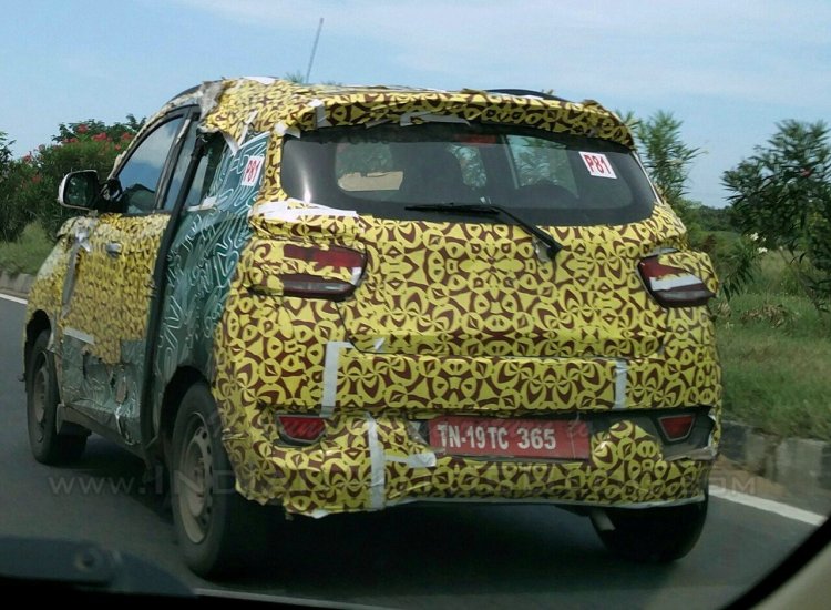 Mahindra S101 camouflaged prototype rear quarter spied