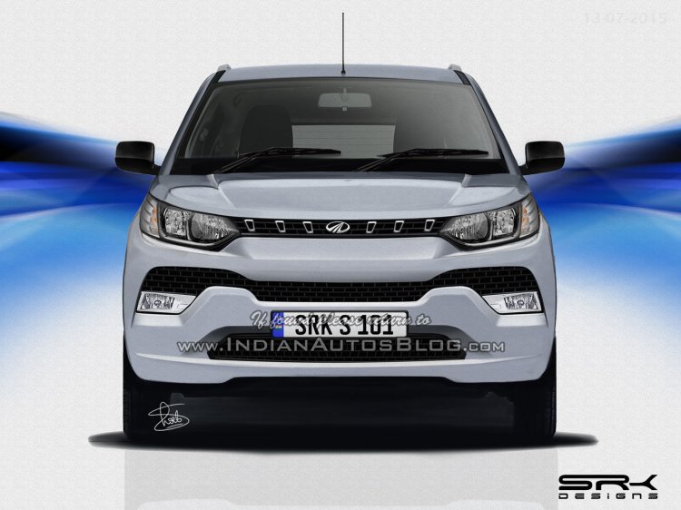 Mahindra XUV100 with chrome grille rendering