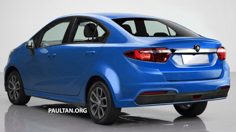 2016 Proton Persona (Iriz-based sedan) rear three quarter Rendering