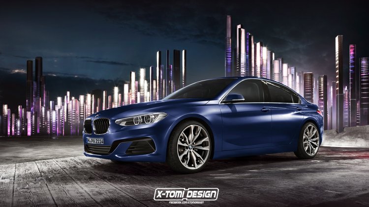 BMW 1 Series sedan front three quarter based on BMW Compact Sedan concept