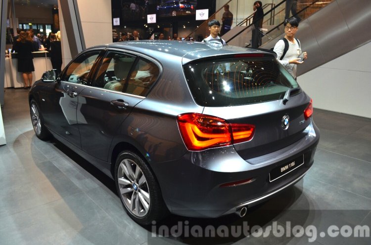 2016 BMW 1 Series rear three quarters at 2015 Frankfurt Motor Show