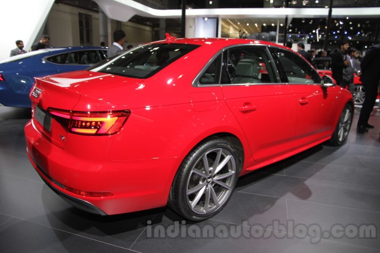 2016 Audi A4 rear three quarters right at Auto Expo 2016