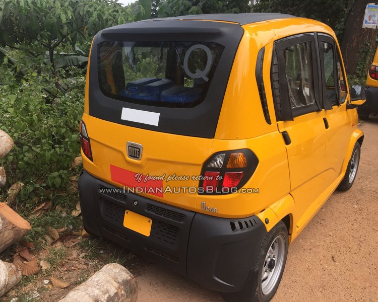 Bajaj Qute rear three quarter snapped testing in Trivandrum