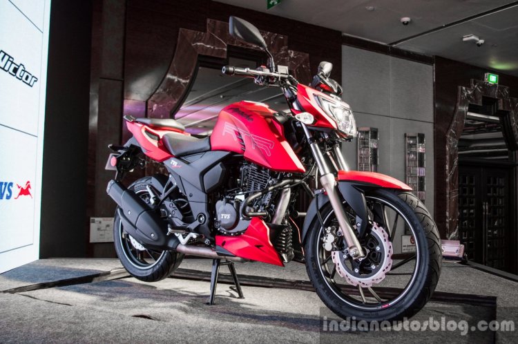 TVS Apache RTR 200 4V front quarter launched