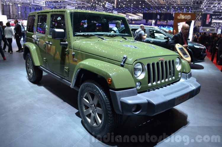 Jeep Wrangler 75th Anniversary edition front three quarter at the 2016 Geneva Motor Show