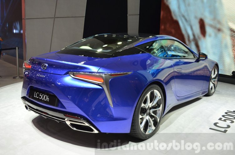 Lexus LC 500h rear quarter unveiled at the 2016 Geneva Motor Show Live