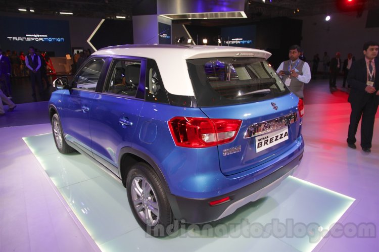 Maruti Vitara Brezza rear three quarters left at the 2016 Auto Expo