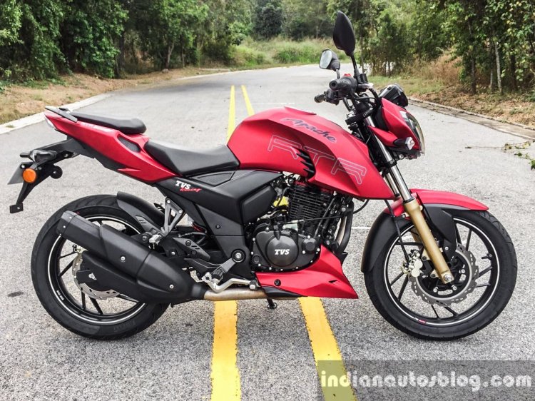 TVS Apache RTR 200 4V red side review