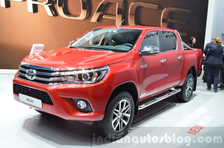 Toyota Hilux front three quarters at the 2016 Geneva Motor Show
