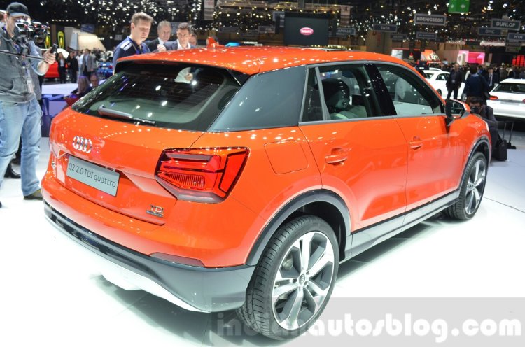 Audi Q2 rear three quarter at the 2016 Geneva Motor Show Live