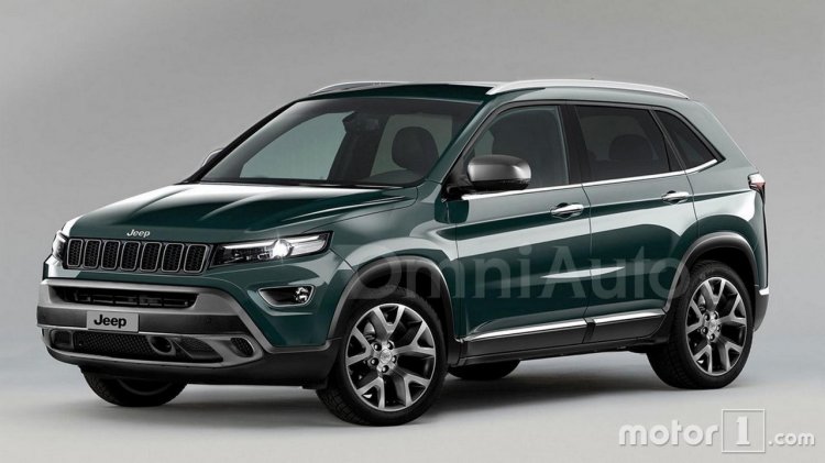 Jeep C-SUV rendering front three quarters
