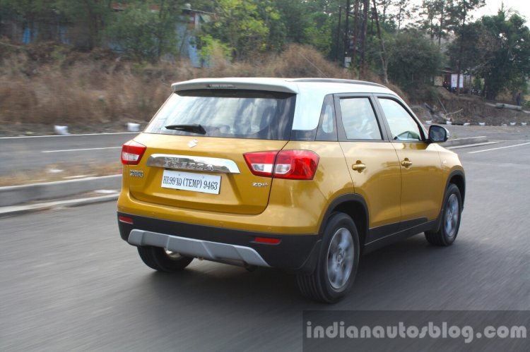 Maruti Vitara Brezza rear three quarter dynamic First Drive Review