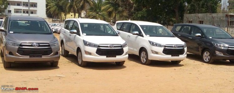 Fleet of Toyota Innova Crysta front spied at dealer stockyard