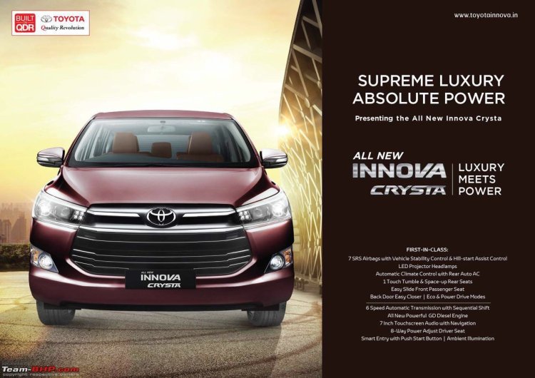 Toyota Innova Crysta feature list