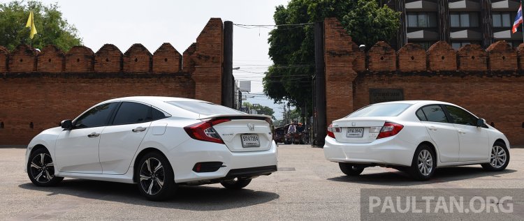 2016 Honda Civic vs 2014 Honda Civic rear three quarter In Images