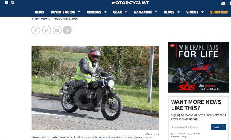 2017 Triumph Scrambler test mule