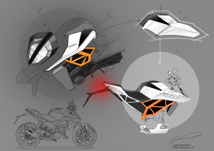 2017 KTM Duke 390 parts sketch