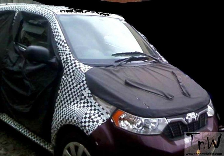 Mahindra e2o 4-door front spied testing