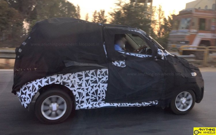 Mahindra e2o 4-door side spied testing