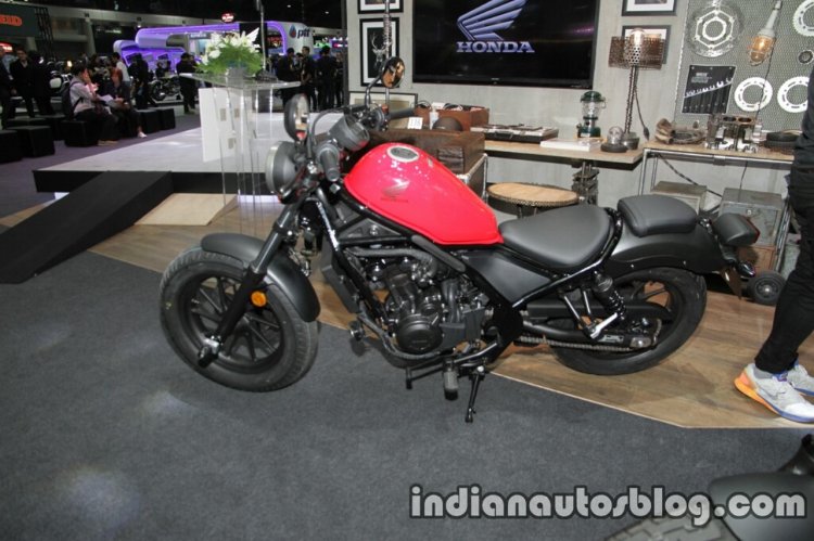 Honda Rebel 500 red side at Thai Motor Expo