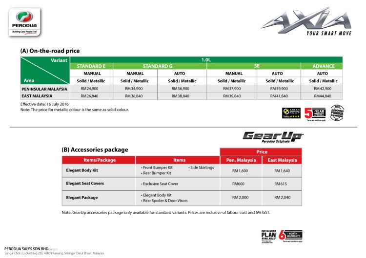 2017 Perodua Axia brochure leaks out in Malaysia