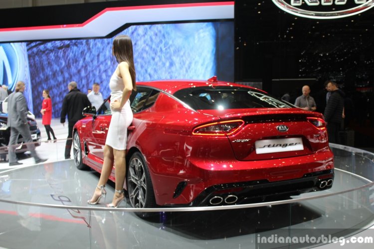 Kia Stinger rear quarter at the 2017 Geneva Motor Show