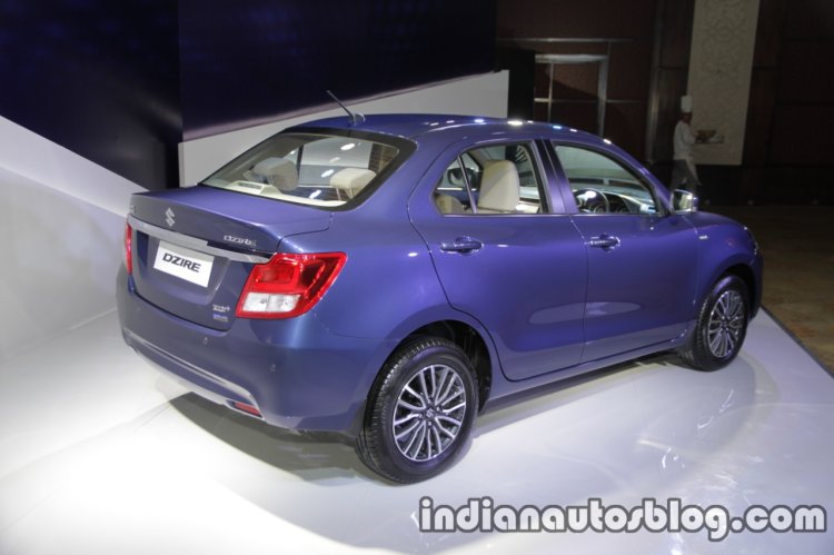 2017 Maruti Dzire (3rd gen) rear three quarter unveiled