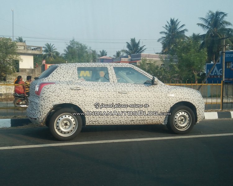Mahindra S201 side base compact SUV spied testing
