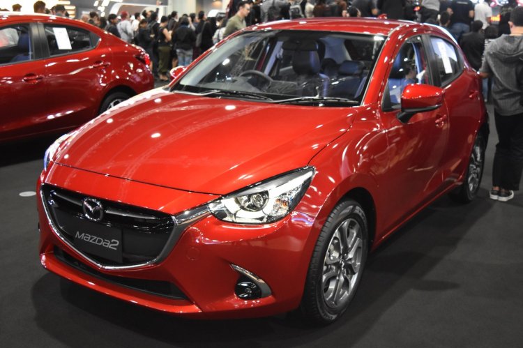 Mazda2 hatchback front three quarters at 2017 Bangkok International Motor Show
